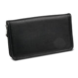 Black Leather Zip Around Jewelry Wallet