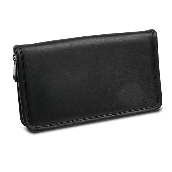 Black Leather Zip Around Jewelry Wallet