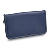Blue Leather Zip Around Jewelry Wallet