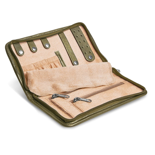 Pewter Leather Zip Around Jewelry Wallet