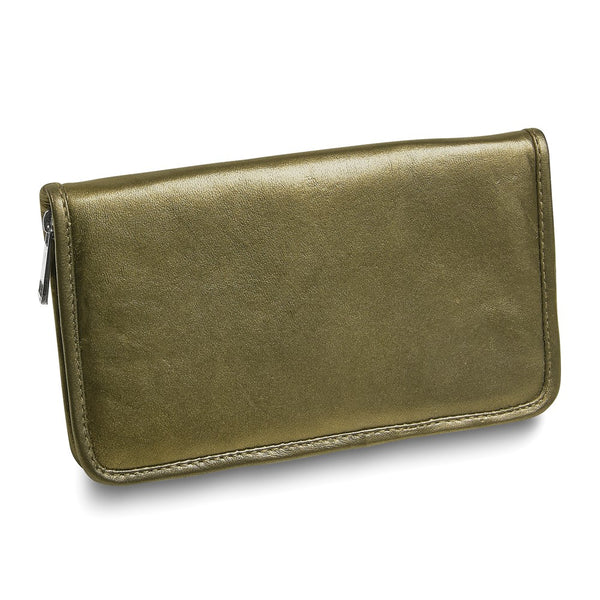 Pewter Leather Zip Around Jewelry Wallet