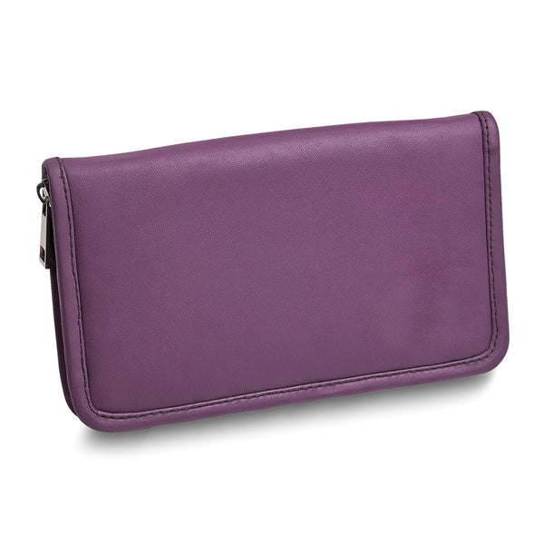 Purple Leather Zip Around Jewelry Wallet