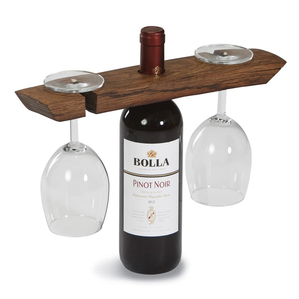 Wine Barrel Glass Caddy Handcrafted from a Red Wine Barrel Stave