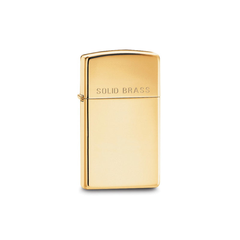 Zippo Slim High Polish Solid Brass Lighter with Imprint