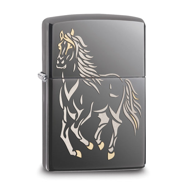 Zippo Running Horse Black Ice Lighter