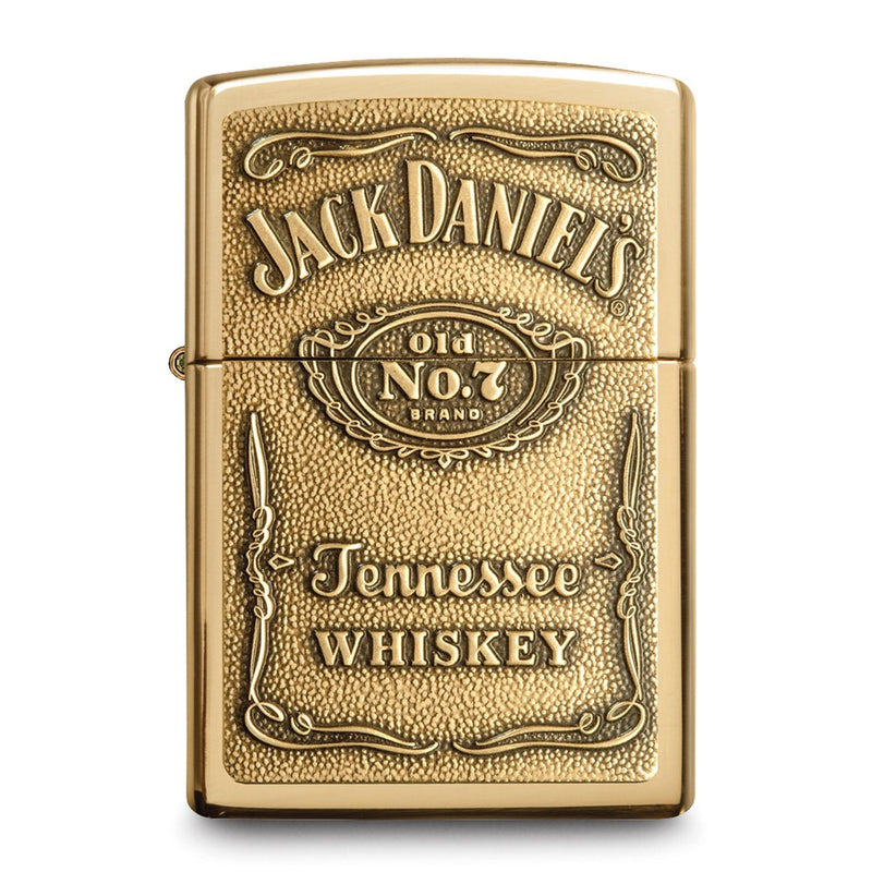 Zippo Jack Daniels Label Emblem High Polish Brass Lighter