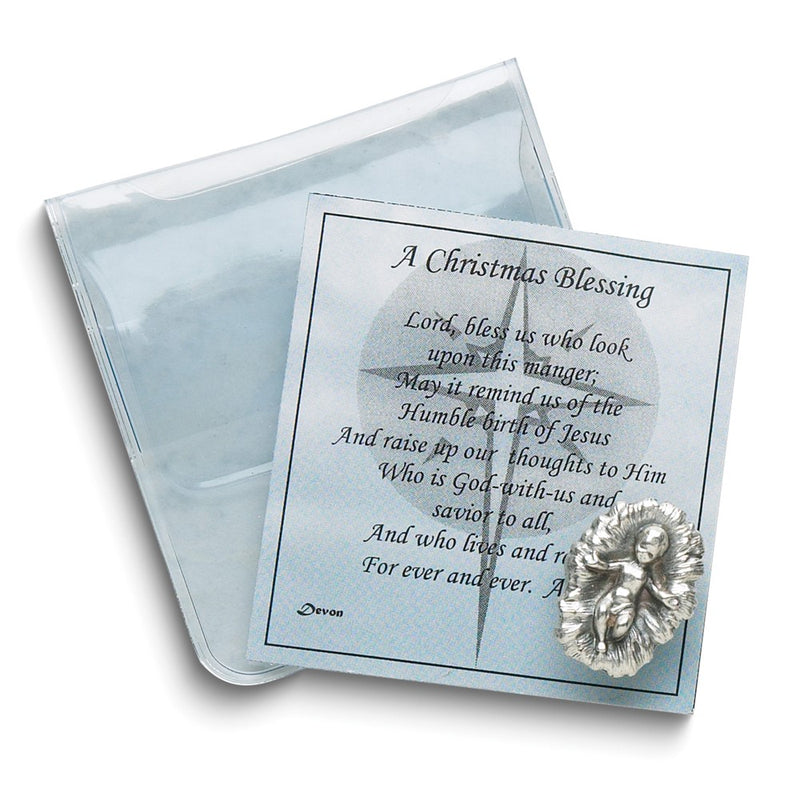 A Christmas Blessing Card with Pewter Baby Jesus Token