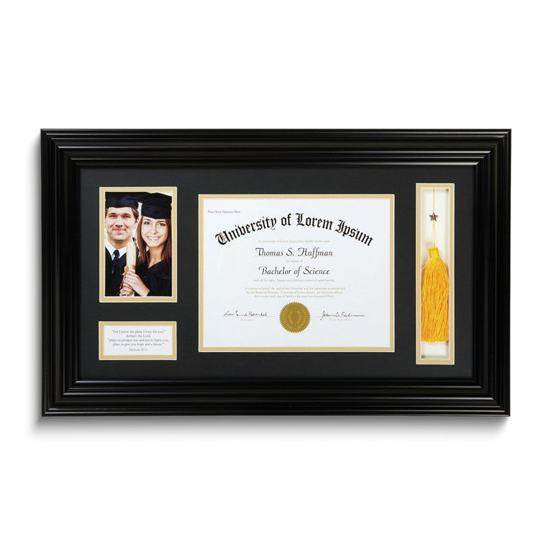 Graduation 4x6 Photo, Diploma, and Tassel Black Frame with Verse Jeremiah 29