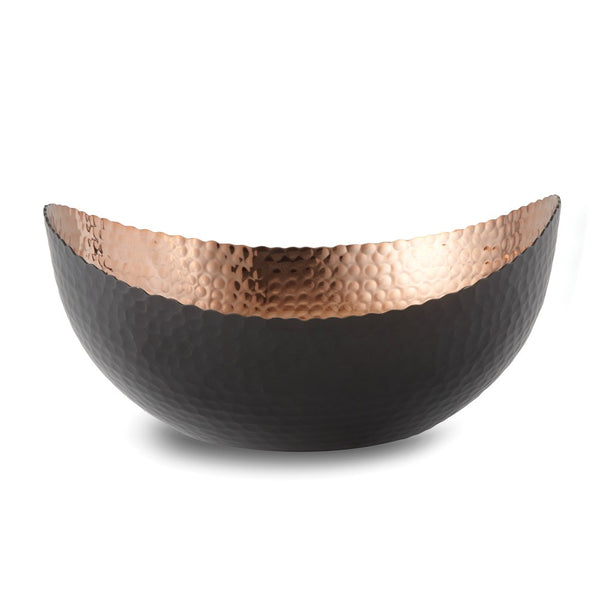 Large Black Finish with Copper-tone Interior Hammered Eclipse Bowl