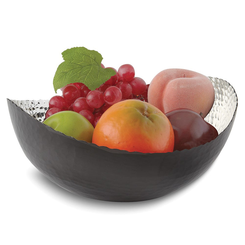 Large Black Finish with Nickel-tone Interior Hammered Eclipse Bowl