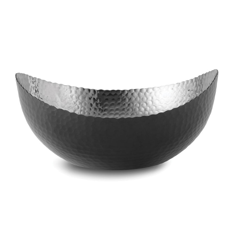 Large Black Finish with Nickel-tone Interior Hammered Eclipse Bowl