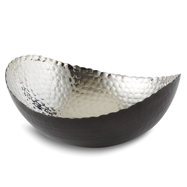 Medium Black Finish with Nickel-tone Interior Hammered Eclipse Bowl