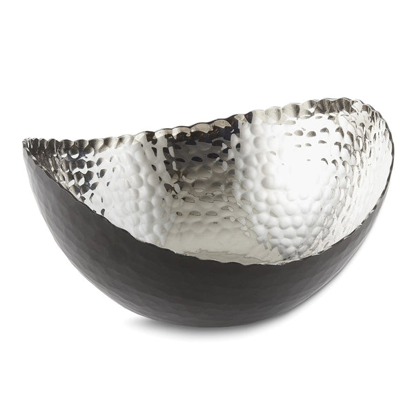 Small Black Finish with Nickel-tone Interior Hammered Eclipse Bowl