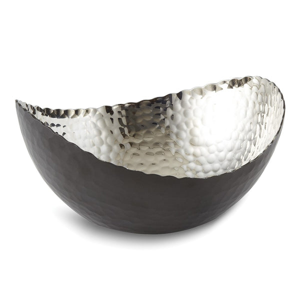 Small Black Finish with Nickel-tone Interior Hammered Eclipse Bowl