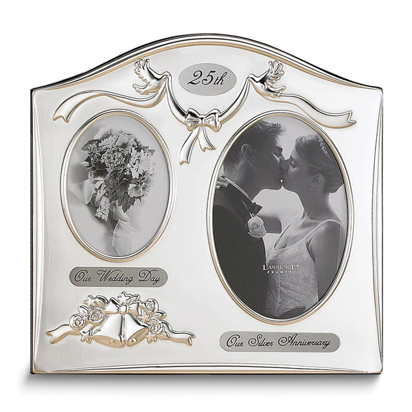 Satin Silver-plated 25th Anniversary OUR WEDDING DAY 3.5x5 Photo and OUR SILVER ANNIVERSARY 4x6 Photo Frame