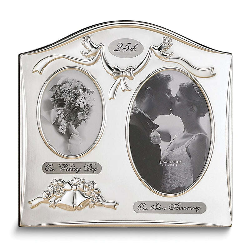 Satin Silver-plated 25th Anniversary OUR WEDDING DAY 3.5x5 Photo and OUR SILVER ANNIVERSARY 4x6 Photo Frame