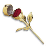 Gold-tone Finish Metal Long Stem Rose Ring Holder