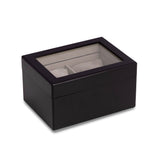 Matte Black Finish Wood 2-Watch Case