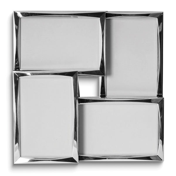 Silver-tone Brass Collage Four 4x6 Photo Gallery Frame