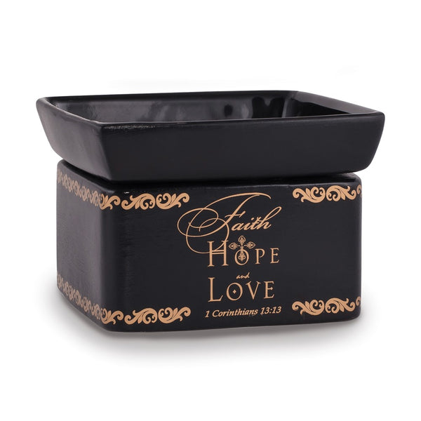 Elanze Designs Faith, Hope, and Love Ceramic 2-in-1 Scented Wax Warmer