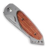 Wood Handle Stainless Steel Locking Folding Pocket Knife with Belt Clip