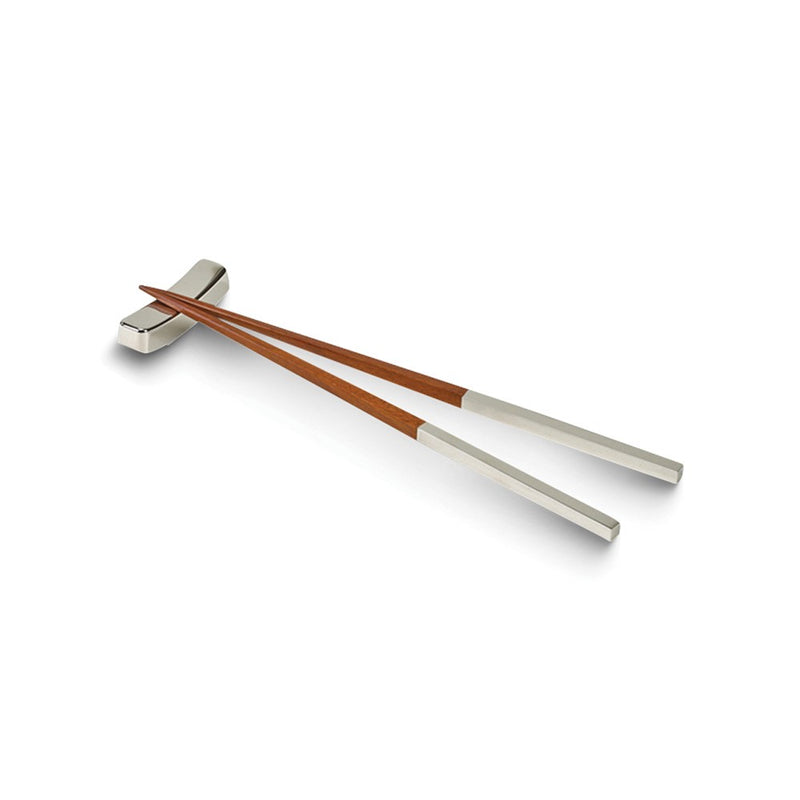 Nickel-plated Pair Chopsticks with Rest