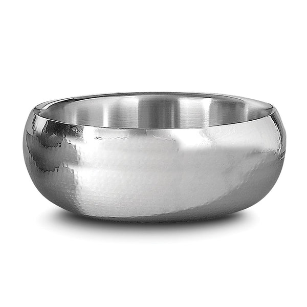 Hammered Stainless Steel Double Wall 11 Inch Serving Bowl