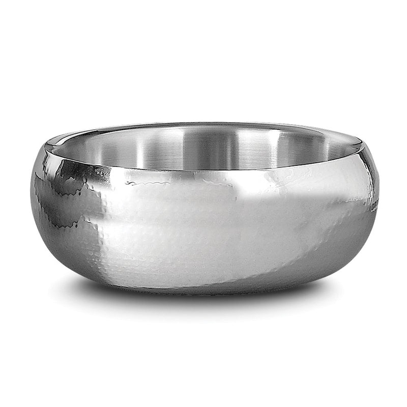 Hammered Stainless Steel Double Wall 11 Inch Serving Bowl