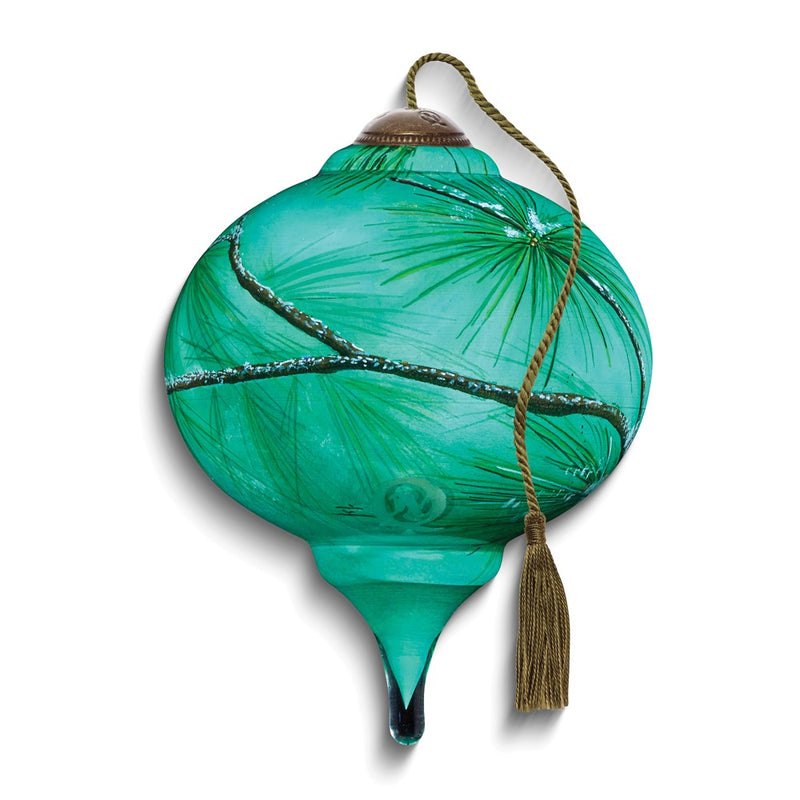 NeQwa Art Cardinals and White Pine by James Hautman Hand-painted Glass Ornament