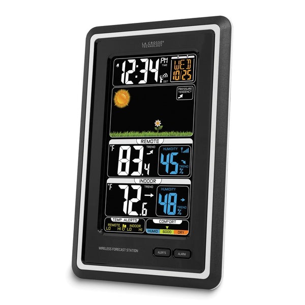 Wireless Color Forecast Station with Atomic Time, Alarm, Temperature, Humidity, and Pressure