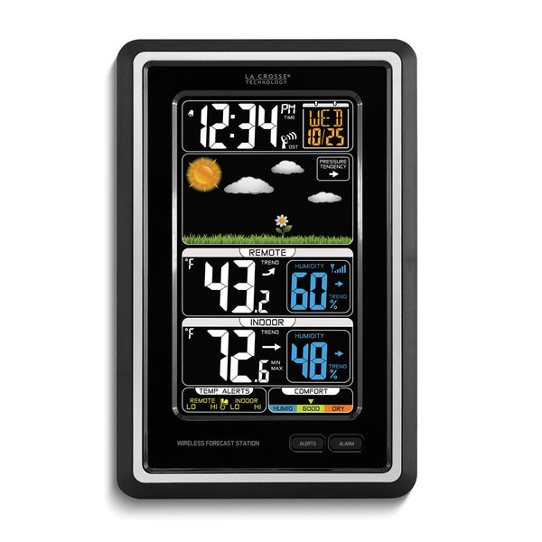 Wireless Color Forecast Station with Atomic Time, Alarm, Temperature, Humidity, and Pressure