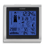 Wireless Forecast Station with Fisherman Icon and Temperature, Humidity, Date, and Atomic Time