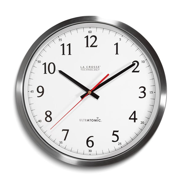 UltrAtomic Stainless Steel Frame Automatic-Set Wall Clock