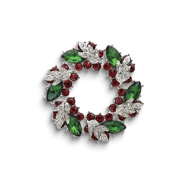 Crystal Christmas Wreath Story Pin