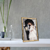 Gold-tone 4x6 Bamboo Metal Photo Frame