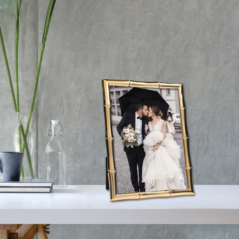 Gold-tone 5x7 Bamboo Metal Photo Frame