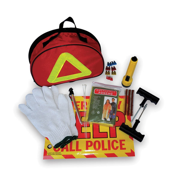 Emergency Roadside Tool Kit in Reflective Warning Case