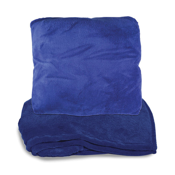Blue Anti-pill Fleece Zip-up Pillow Blanket
