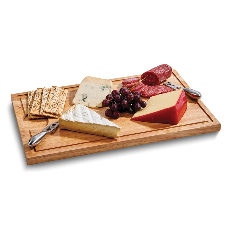 Rubberwood Rectangular Cutting Board with Edge Well