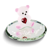 I LOVE YOU Bear with Red Crystal Heart Handcrafted Glass Figurine