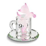 I LOVE CATS Kitty Cup Handcrafted Glass Figurine