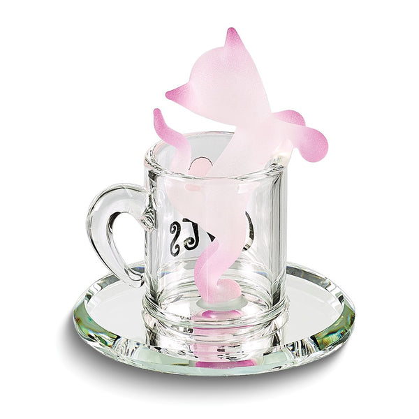 I LOVE CATS Kitty Cup Handcrafted Glass Figurine
