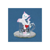 I LOVE CATS Kitty Cup Handcrafted Glass Figurine