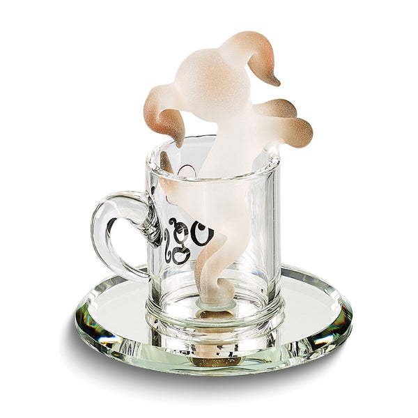 Pup In A Cup I LOVE DOGS Handcrafted Glass Figurine