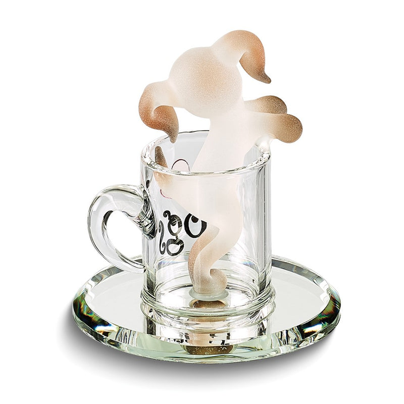 Pup In A Cup I LOVE DOGS Handcrafted Glass Figurine