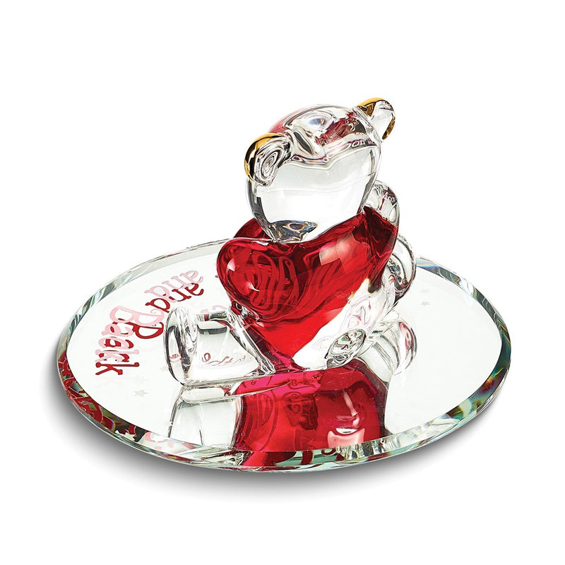 Glass Baron LOVE YOU TO THE MOON AND BACK with Bear Red Handcrafted Glass Figurine