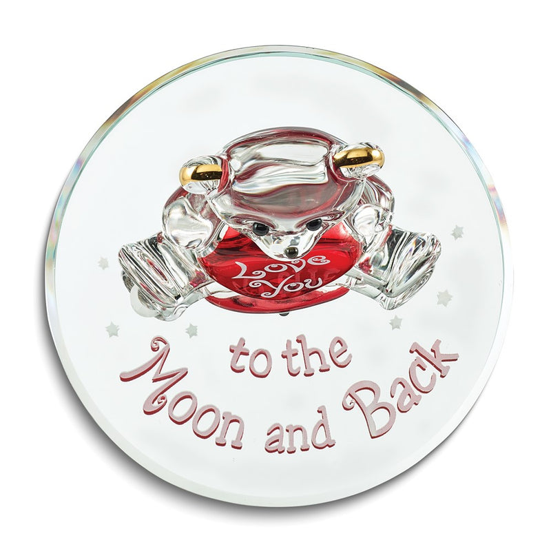 Glass Baron LOVE YOU TO THE MOON AND BACK with Bear Red Handcrafted Glass Figurine