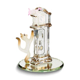 Hickory Dickory Clock with Cat and Mouse Handcrafted Glass Figurine