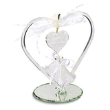 HAPPY ANNIVERSARY Heart and Bells Handcrafted Glass Figurine with Ribbon