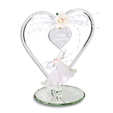 HAPPY ANNIVERSARY Heart and Bells Handcrafted Glass Figurine with Ribbon